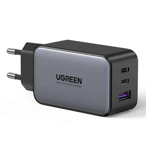 Ugreen 3 port gan 65W PD wall charger-Black
